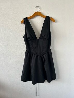 Naked Wardrobe Bustier Corset  Lace up Fit & Flare Black Mini Dress Size L